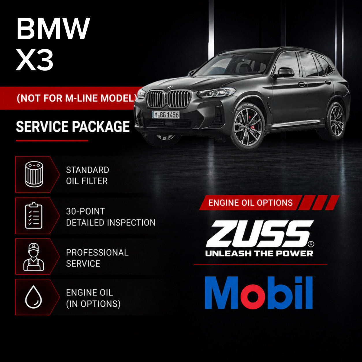 BMW X3 Engine Oil Service Package - Include Oil Filter & Labour Fee