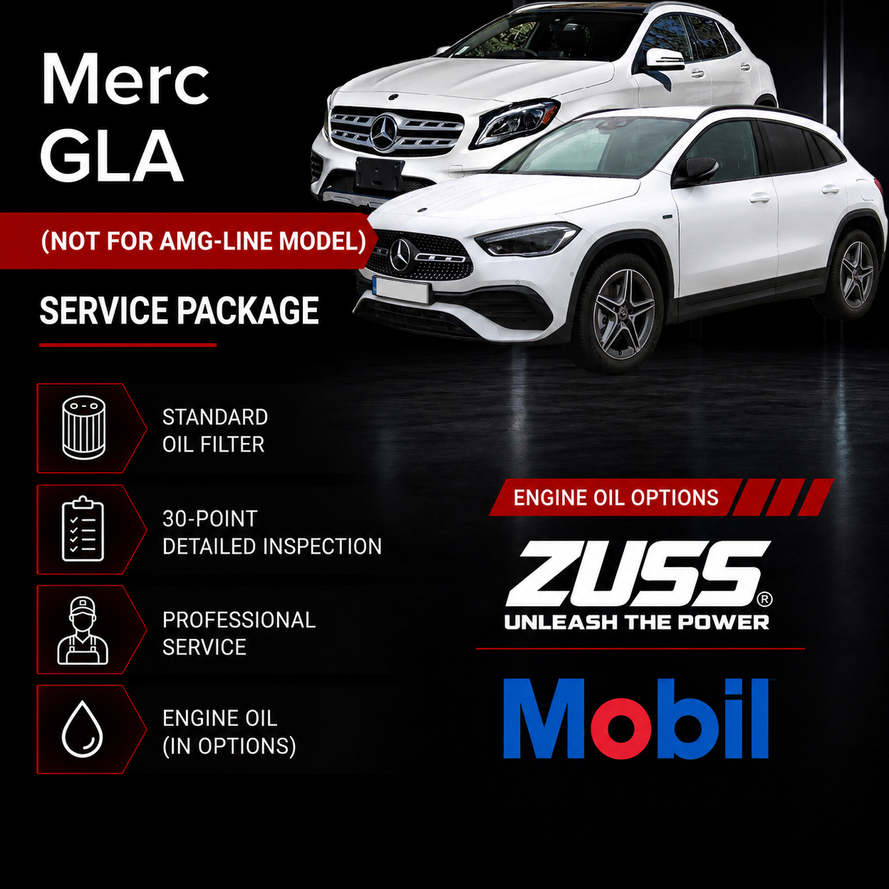 Merc GLA Engine Oil Service Package - Include Oil Filter & Labour Fee